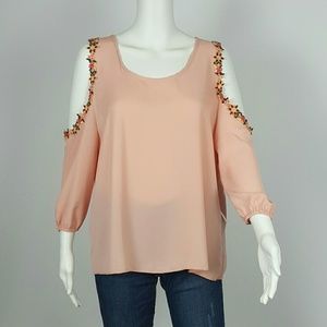 Women's Pink Top cold shoulder Size Medium